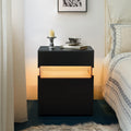 LED Nightstands 3 Drawer Dresser for Bedroom End Table with Acrylic Board LED Bedside Tables (Black)