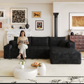 103' Cloud Sectional Sofa,Modern Minimalist Upholstered Couches, Comfort L Shaped Sofa for Living Room,Deep Seat Corner Couch,No Assembly Required,Black (Plush Corduroy Fabric)