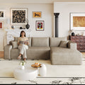 103' Cloud Sectional Sofa,Modern Minimalist Upholstered Couches, Comfort L Shaped Sofa for Living Room,Deep Seat Corner Couch,No Assembly Required,Camel (Plush Corduroy Fabric)