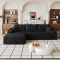 107' Cloud Sectional Couch with L-Shape Chaise,Modern Modular Sofa with Deep Seat, Upholstered Couches for Living Room Bedroom,No Assembly Required (Plush Corduroy Fabric),Black